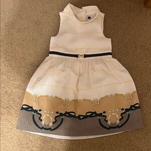 Janie and Jack White and Tan Equestrian Kids Dress